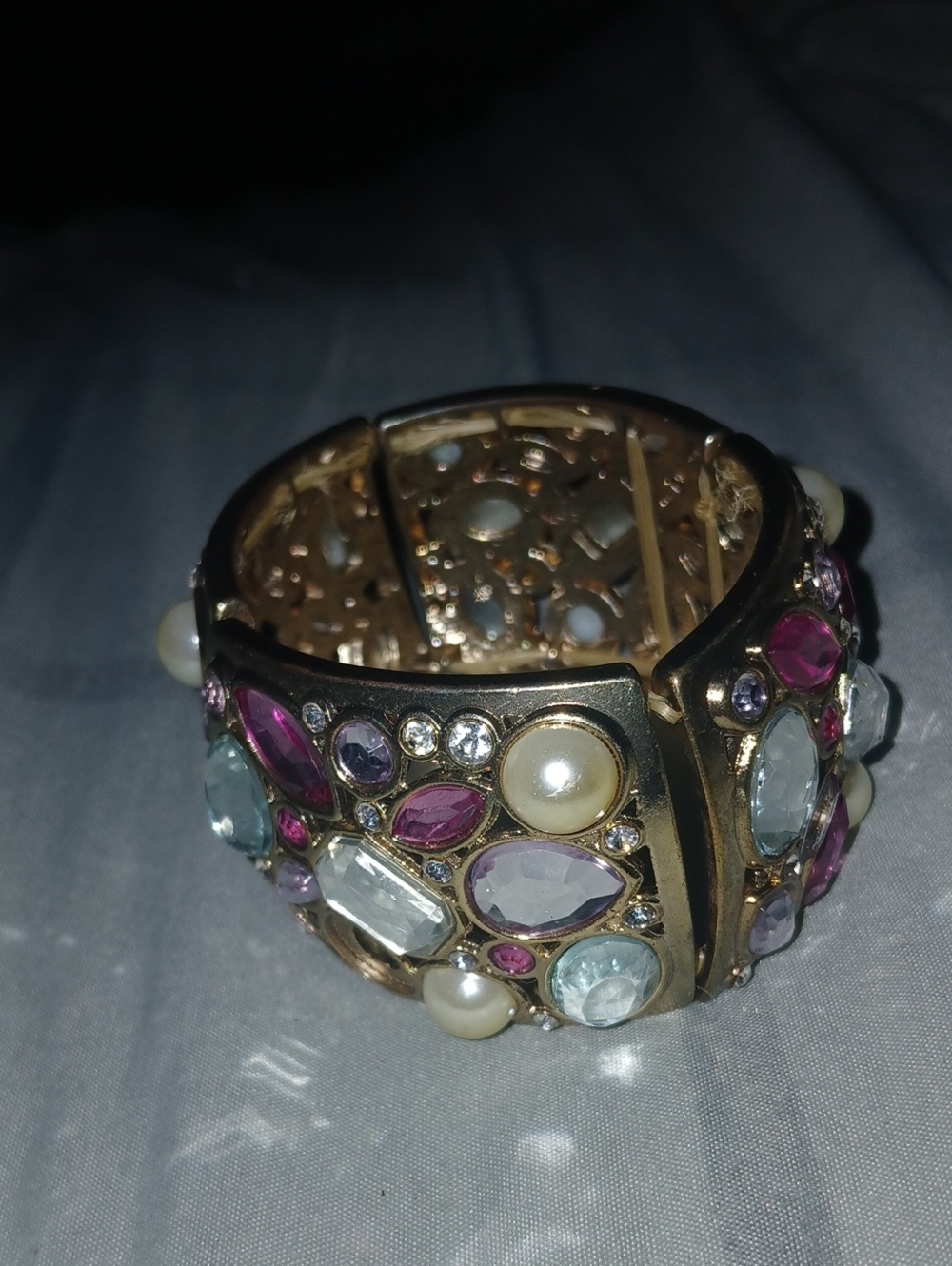 Gold-Tone Pearl & Multistone Stretch Bracelet